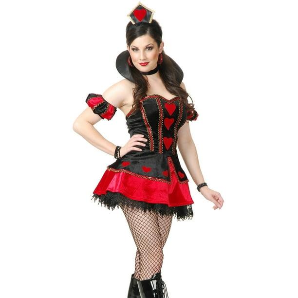 Queen Of Hearts Fairytale Wonderland Alice Adults Womens Fancy Dress Costume